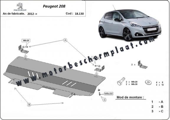 Motor en Versnellingsbak Beschermplaat voor Peugeot 208