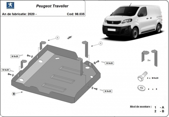 AdBlue tank Beschermplaat voor Peugeot Traveller