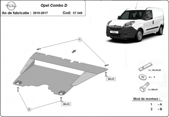 Motor, Versnellingsbak en Radiator Beschermplaat voor Opel Combo D 