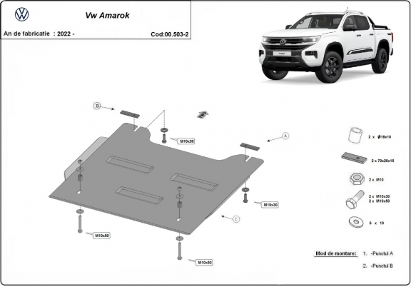 Tussenbak Beschermplaat Volkswagen Amarok 2 