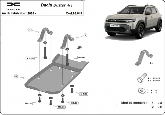 Aluminium Differentieel Beschermplaat voor Dacia Duster 4x4