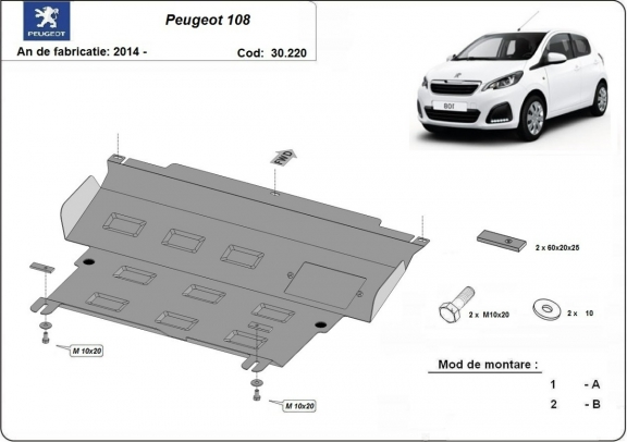 Motor en Versnellingsbak Beschermplaat voor Peugeot 108