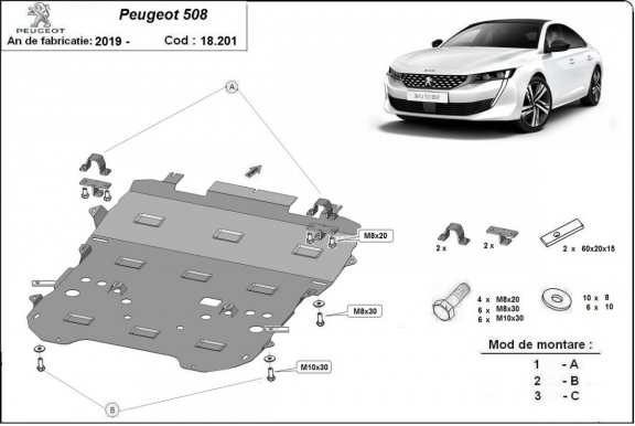 Motor, Versnellingsbak en Radiator Beschermplaat voor Peugeot 508