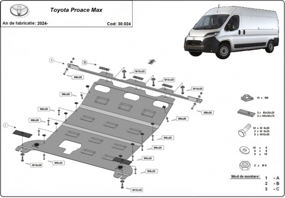 Motor Beschermplaat voor Toyota Proace Max