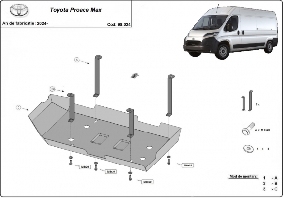 AdBlue tank Beschermplaat voor Toyota Proace Max