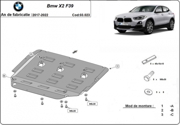 Motor, Versnellingsbak en Radiator Beschermplaat voor BMW X2 F39