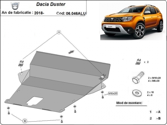 Aluminium Motor, Versnellingsbak en Radiator Beschermplaat voor Dacia Duster