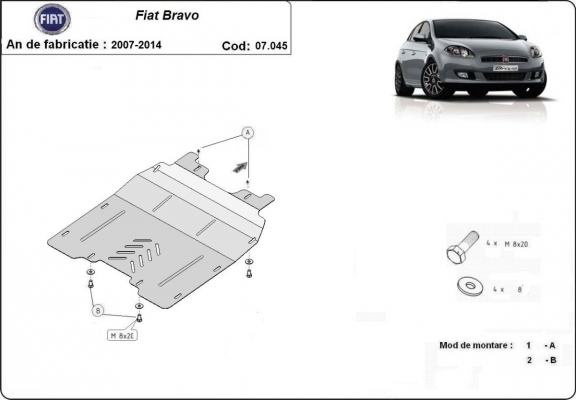 Motor en Versnellingsbak Beschermplaat voor Fiat Bravo