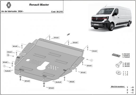 Motor, Versnellingsbak en Radiator Beschermplaat voor Renault Master