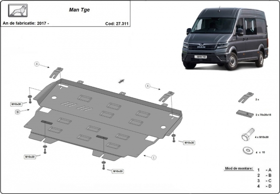 Motor, Versnellingsbak en Radiator Beschermplaat voor MAN Tge