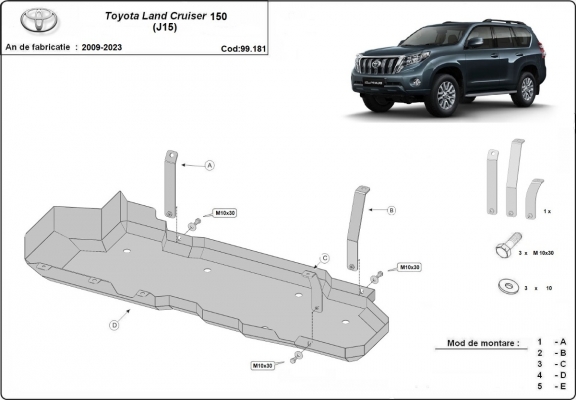 Brandstoftank Beschermplaat voor Toyota Land Cruiser J150