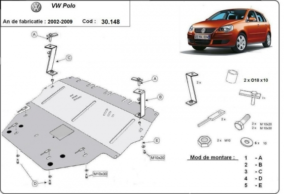 Motor, Versnellingsbak en Radiator Beschermplaat voor Vw Polo - diesel
