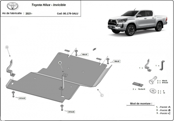 Differentieel aluminium Beschermplaat voor Toyota Hilux Invincible