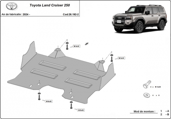 Motor Beschermplaat voor Toyota Land Cruiser 250 
