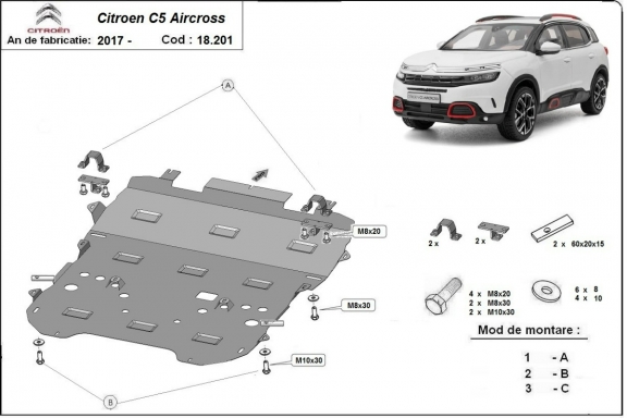 Motor en Versnellingsbak Beschermplaat voor Citroen C5 Aircross 