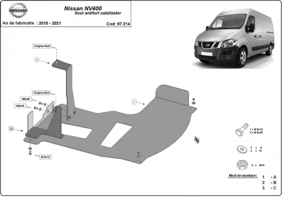 Katalysator/cat lock Beschermplaat voor Nissan NV400