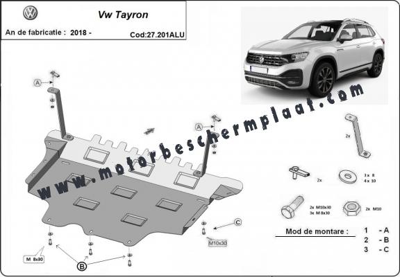 Aluminium Motor en Versnellingsbak Beschermplaat voor VW Tayron