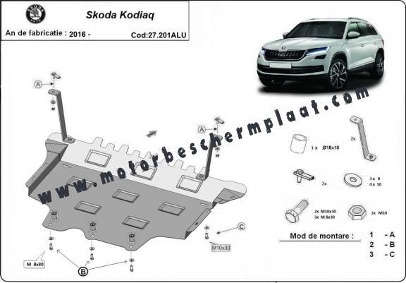 Aluminium Motor, Versnellingsbak en Radiator Beschermplaat voor Skoda Kodiaq