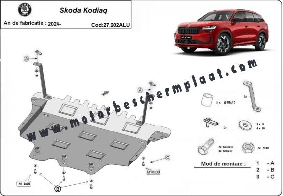 Aluminium Motor, Versnellingsbak en Radiator Beschermplaat voor Skoda Kodiaq