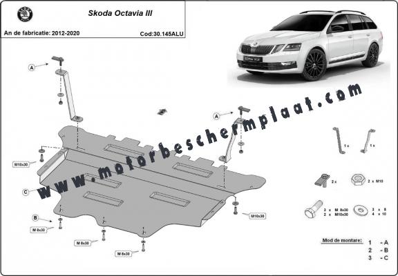 Aluminium Motor en Versnellingsbak Beschermplaat voor Skoda Octavia 3