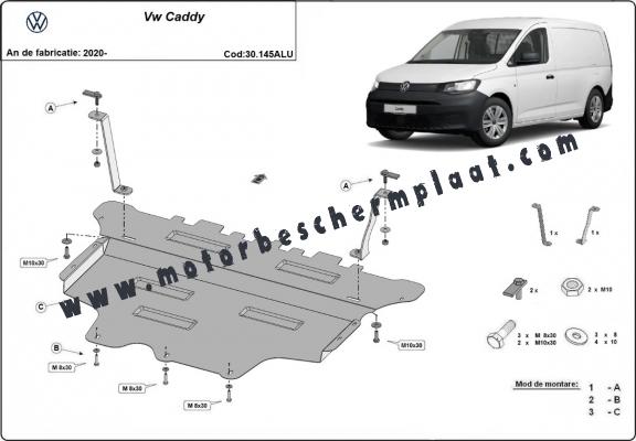 Aluminium Motor en Versnellingsbak Beschermplaat voor VW Caddy
