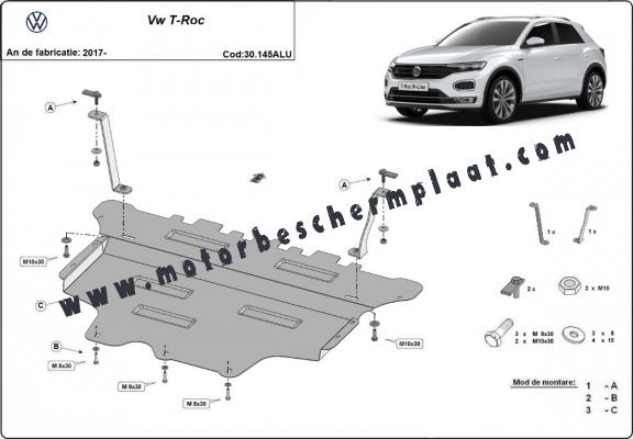 Aluminium Motor, Versnellingsbak en Radiator Beschermplaat voor Volkswagen T-Roc