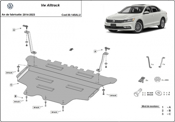Aluminium Motor, Versnellingsbak en Radiator Beschermplaat voor VW Passat Alltrack