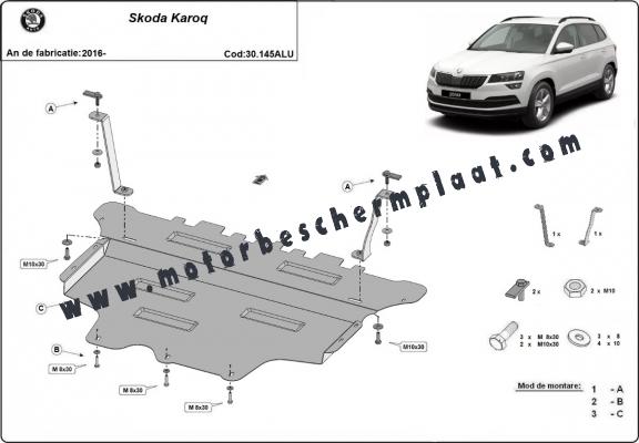 Aluminium Motor, Versnellingsbak en Radiator Beschermplaat voor Skoda Karoq