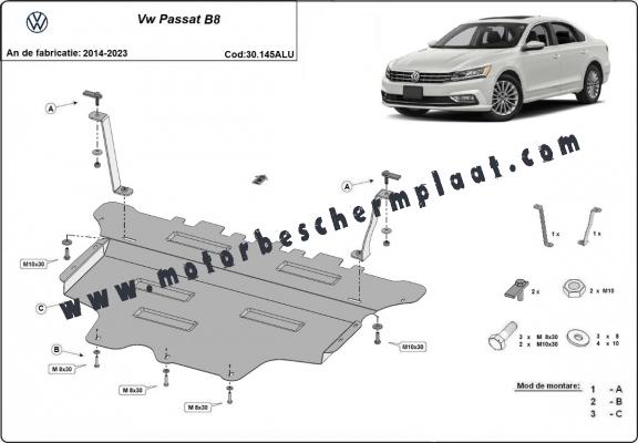 Aluminium Motor, Versnellingsbak en Radiator Beschermplaat voor VW Passat B8