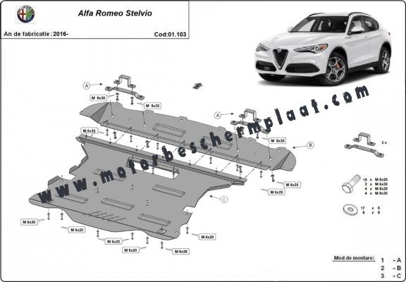 Motor, Versnellingsbak en Radiator Beschermplaat voor Alfa Romeo Stelvio