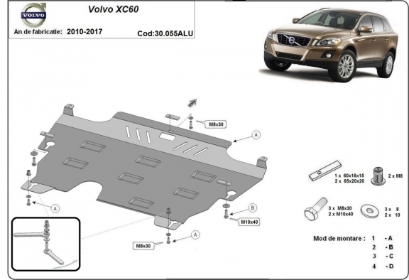 Aluminium Motor, Versnellingsbak en Radiator Beschermplaat voor Volvo XC60