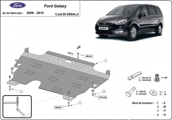 Aluminium Motor, Versnellingsbak en Radiator Beschermplaat voor Ford Galaxy 2