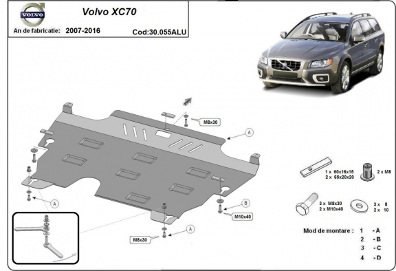 Aluminium Motor, Versnellingsbak en Radiator Beschermplaat voor Volvo XC70