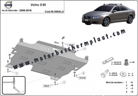 Aluminium Motor, Versnellingsbak en Radiator Beschermplaat voor Volvo S80