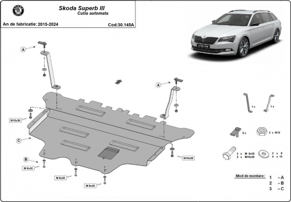 Motor, Versnellingsbak en Radiator Beschermplaat voor Skoda Superb - automatische versnellingsbak