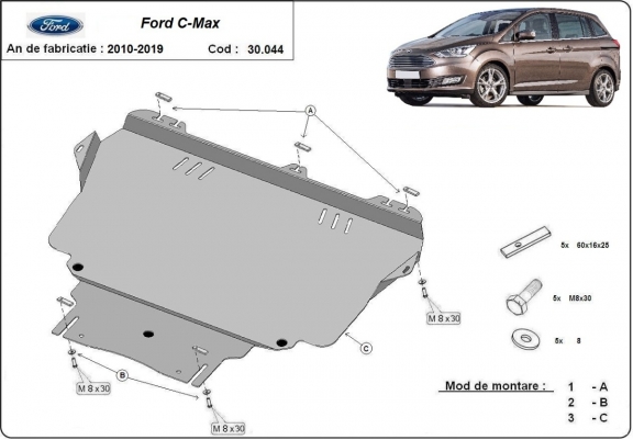 Motor en Versnellingsbak Beschermplaat voor Ford C - Max