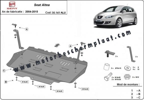 Aluminium Motor, Versnellingsbak en Radiator Beschermplaat voor Seat Altea