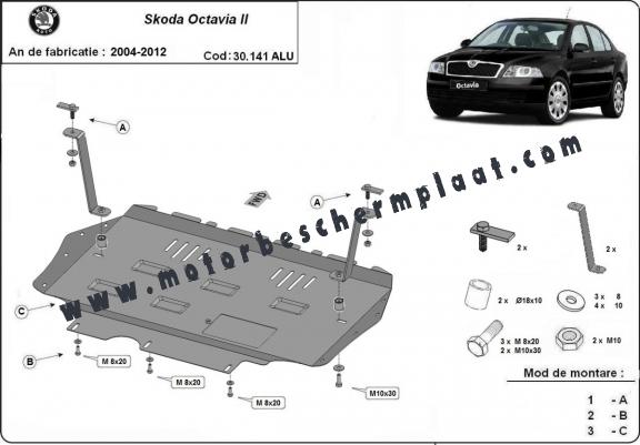 Aluminium Motor, Versnellingsbak en Radiator Beschermplaat voor Skoda Octavia 2