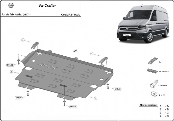 Aluminium Motor, Versnellingsbak en Radiator Beschermplaat voor Vw Crafter