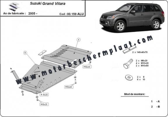 Aluminium Versnellingsbak en tussenbak Beschermplaat voor Suzuki Grand Vitara 2