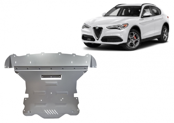 Aluminium Motor, Versnellingsbak en Radiator Beschermplaat voor Alfa Romeo Stelvio