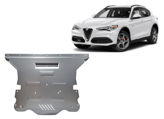 Aluminium Motor, Versnellingsbak en Radiator Beschermplaat voor Alfa Romeo Stelvio