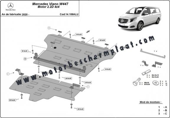 Motor, Versnellingsbak en Radiator Beschermplaat voor Mercedes Viano W447
