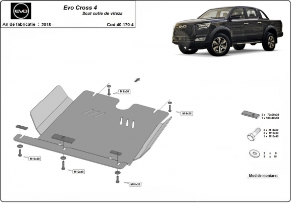 Versnellingsbak Beschermplaat voor Evo Cross 4