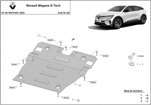 Motor en Versnellingsbak Beschermplaat voor Renault Megane E-Tech