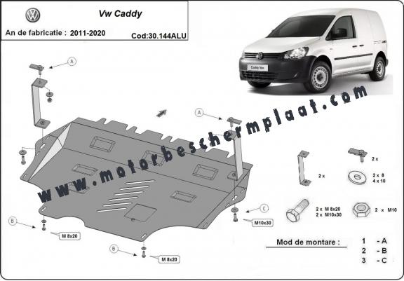Aluminium Motor, Versnellingsbak en Radiator Beschermplaat voor VW Caddy