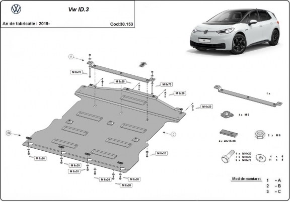 Motor Beschermplaat voor Volkswagen ID 3