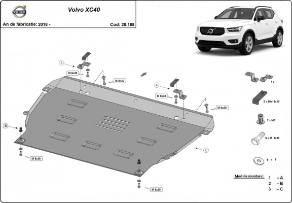 Motor, Versnellingsbak en Radiator Beschermplaat voor Volvo XC40