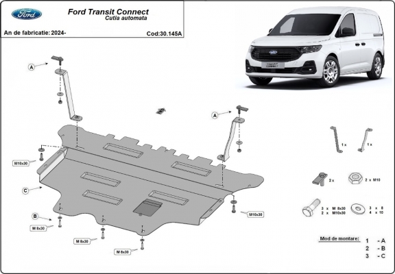 Motor en Versnellingsbak Beschermplaat voor Ford Transit Connect- automatische versnellingsbak