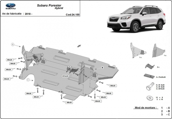 Motor en Radiator Beschermplaat voor Subaru Forester 5 Hybrid